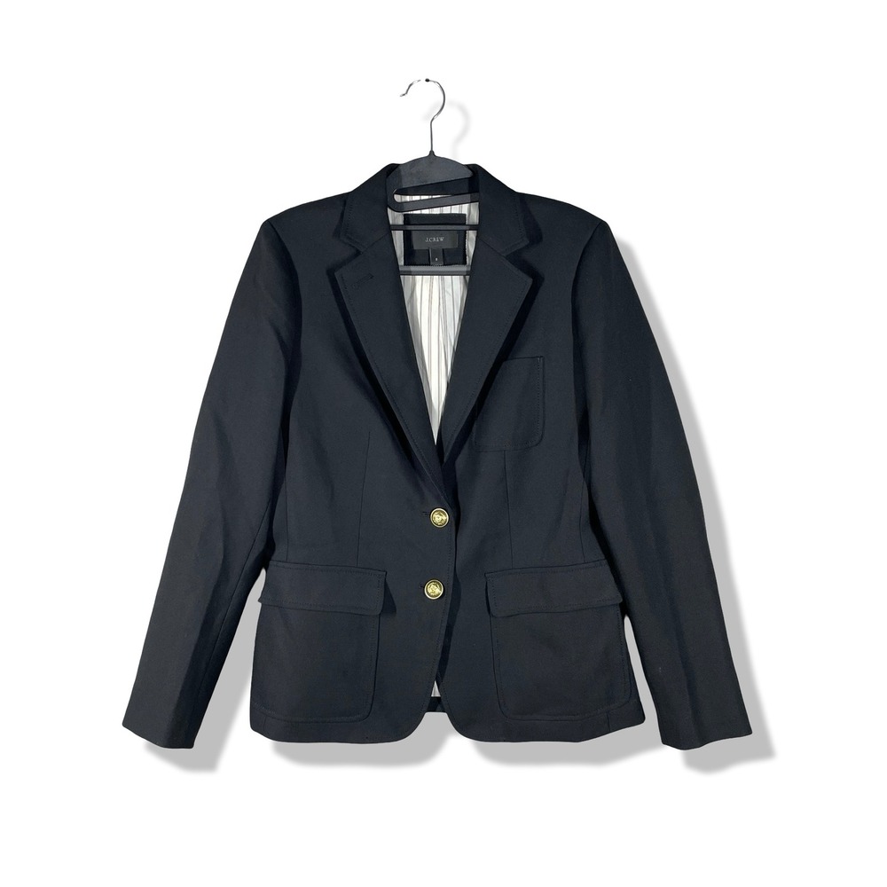 J.Crew Schoolboy Blazer Womens 8 Black Gold Button Preppy Dark Academia Office
